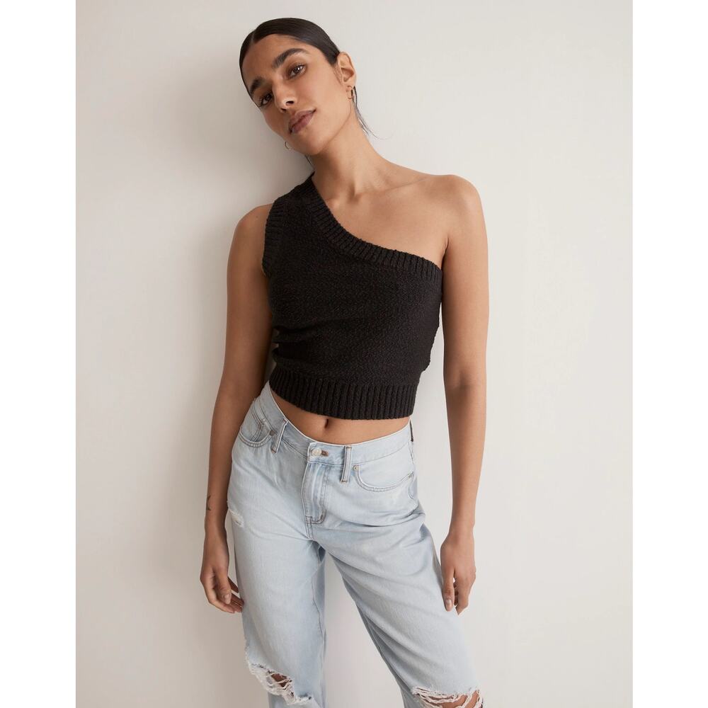 Madewell One Shoulder Knit Tank Black Size S NWT
